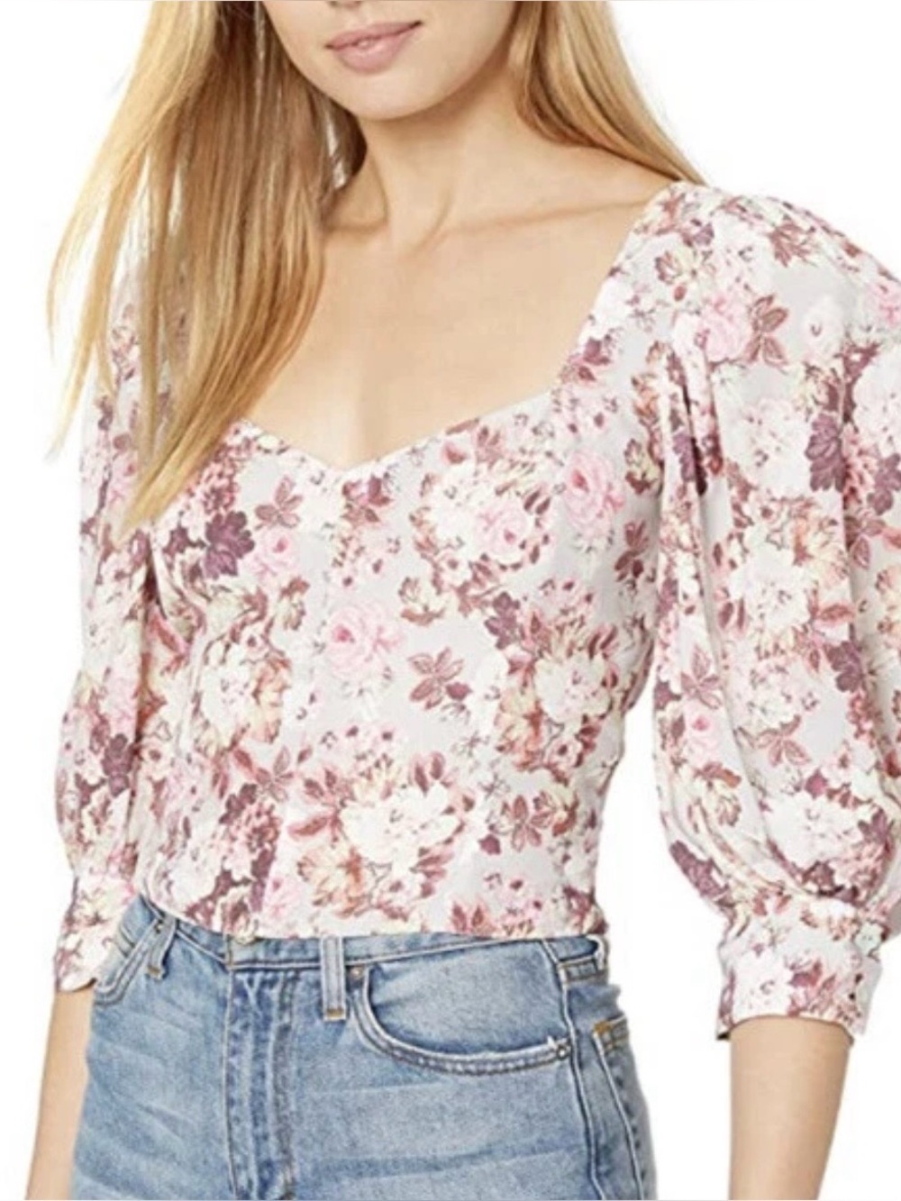For Love & Lemons Houston Lace -Up Country Floral Blouse Size Small
